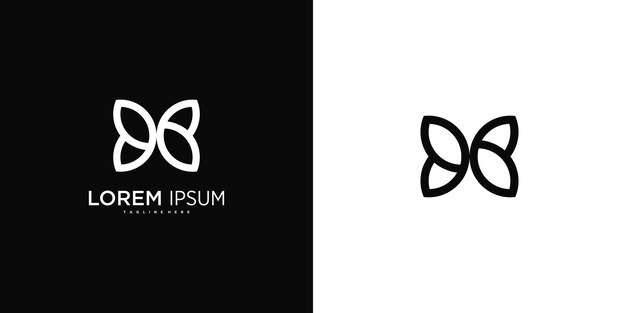 Diseño del logotipo de mariposa con una forma simple y moderna Premium Vector