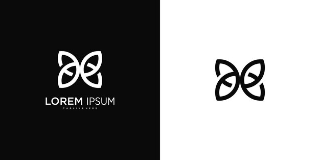 Diseño del logotipo de mariposa con una forma simple y moderna Premium Vector