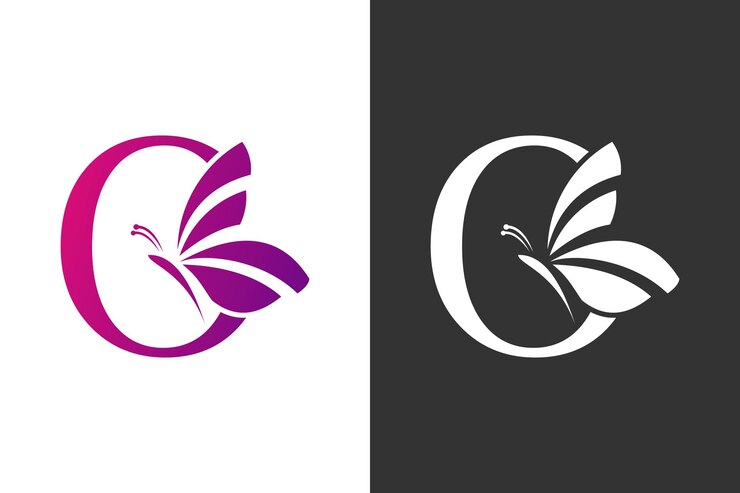 diseño de logotipo de mariposa con letra o concepto