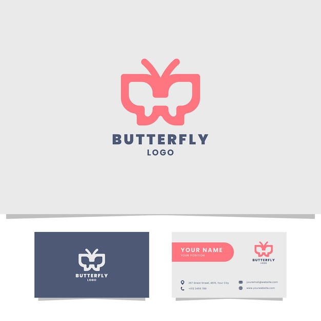 Diseño de logotipo de mariposa simple y minimalista.