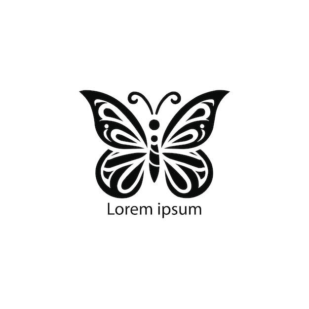 Diseño del logotipo de la mariposa sobre fondo blanco