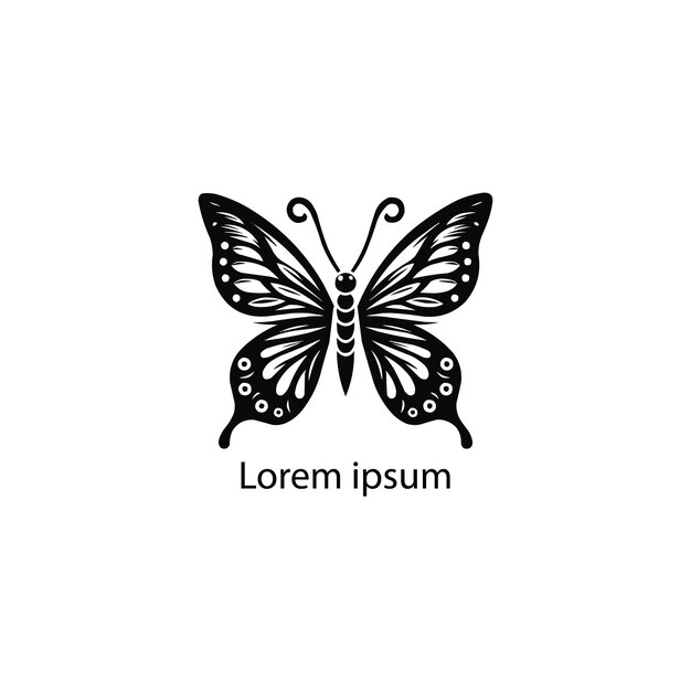 Diseño del logotipo de la mariposa sobre fondo blanco