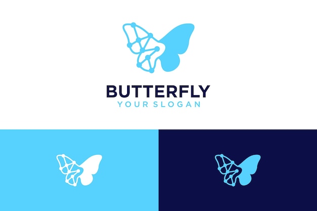 Diseño de logotipo de mariposa con tecnología y vuelo
