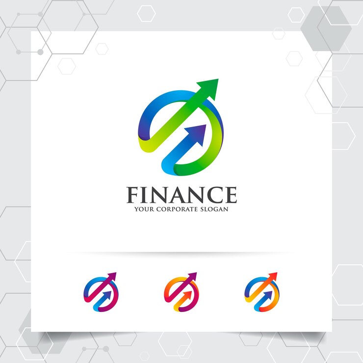 Vector diseño de logotipo de marketing financiero con vector de flecha y símbolo estadístico para la inversión
