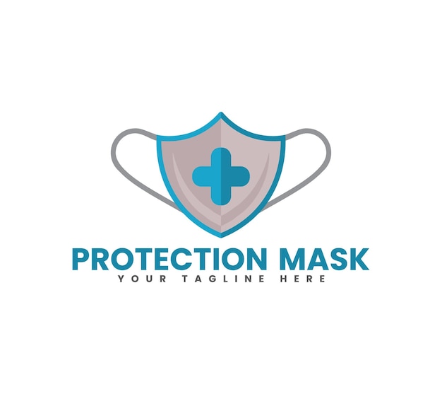 Diseño del logotipo de la máscara de protección facial plantilla de ilustración vectorial