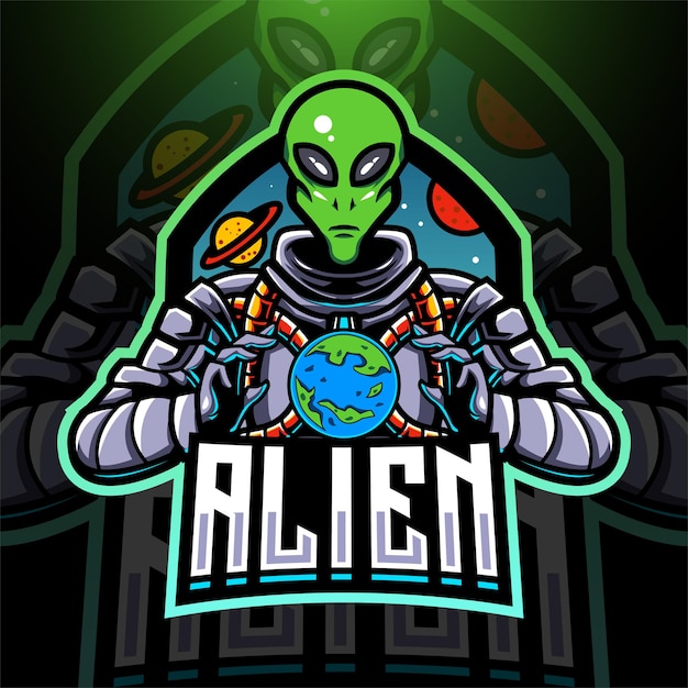 Diseño de logotipo de mascota alienígena esport