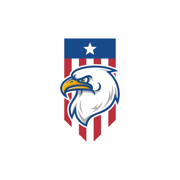 Diseño del logotipo de la mascota americana de la bandera del águila