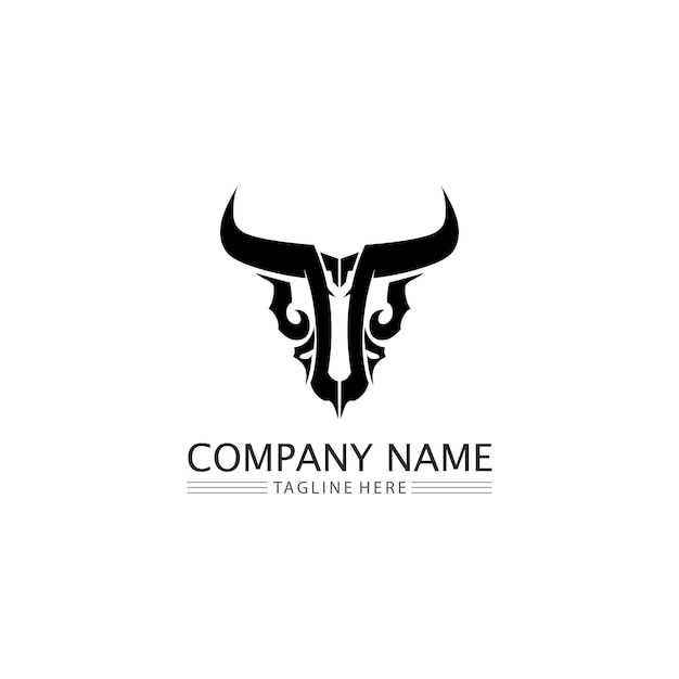 diseño de logotipo de mascota animal de vaca cabeza de búfalo toro para cuerno deportivo