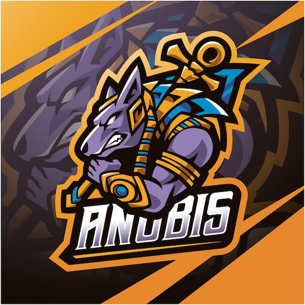 Diseño del logotipo de la mascota anubis esport