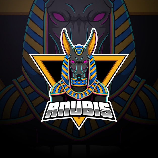 Vector diseño del logotipo de la mascota anubis esport