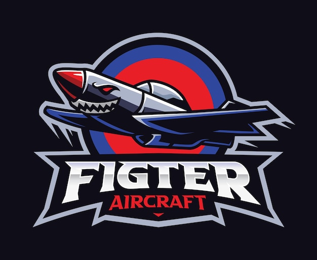 Diseño de logotipo de mascota de avión de combate