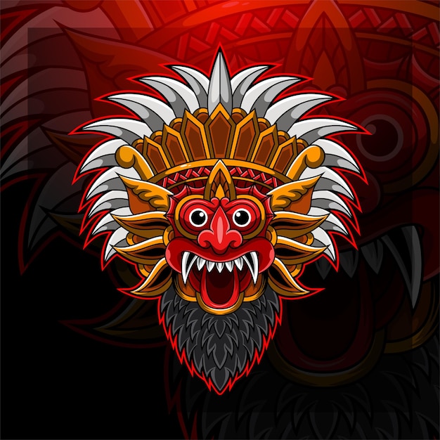 Diseño del logotipo de la mascota de barong head esport