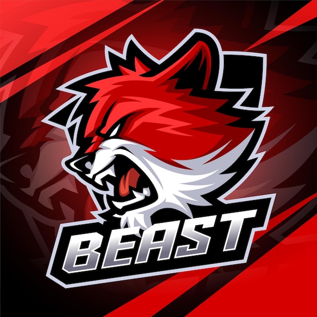 Diseño del logotipo de la mascota de Beast head esport