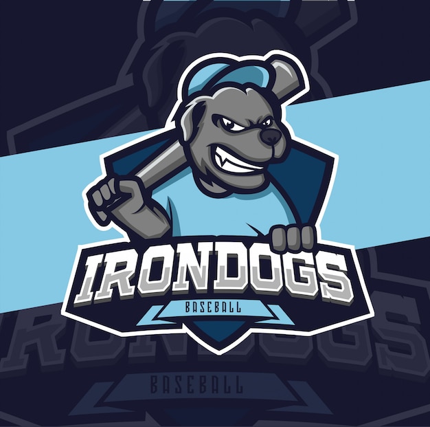 Diseño de logotipo de mascota de béisbol perro