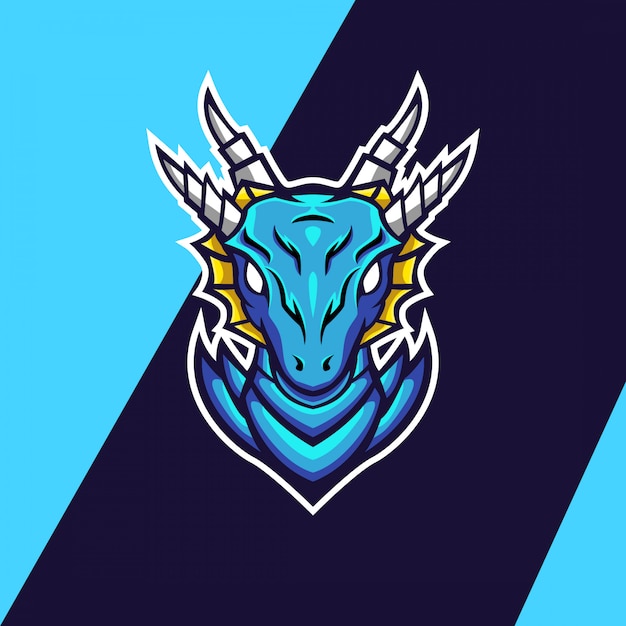 Vector diseño de logotipo de mascota de blue ice dragon