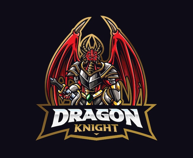 Diseño de logotipo de mascota de caballero dragón