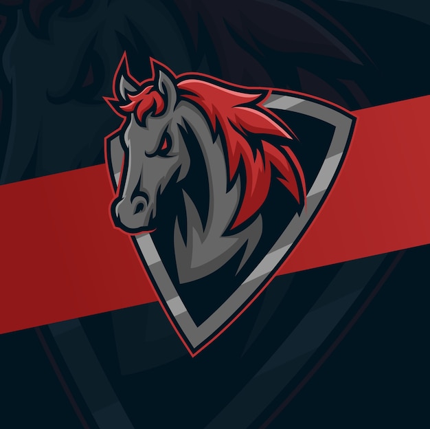 Diseño de logotipo de mascota de caballo negro mustang