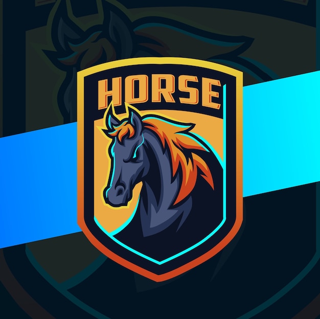 Diseño de logotipo de mascota de caballo negro mustang