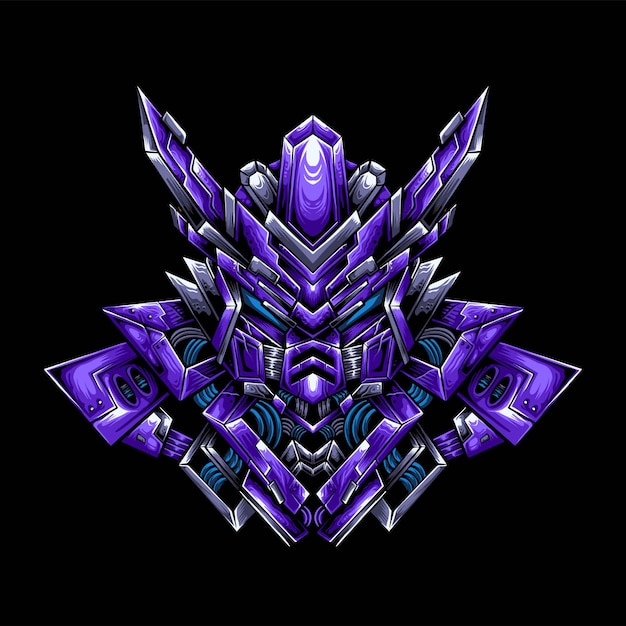Diseño de logotipo de mascota de cabeza de Gundam con ilustración moderna