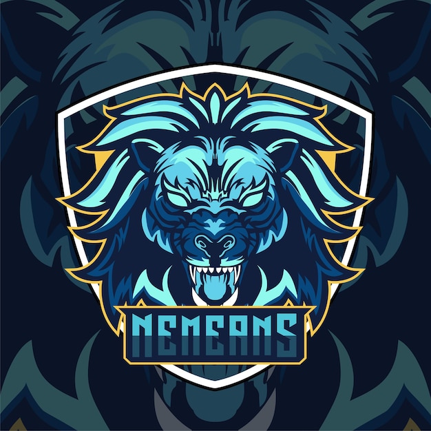 Diseño de logotipo de mascota de cabeza de león para esport