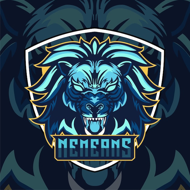 Diseño de logotipo de mascota de cabeza de león para esport