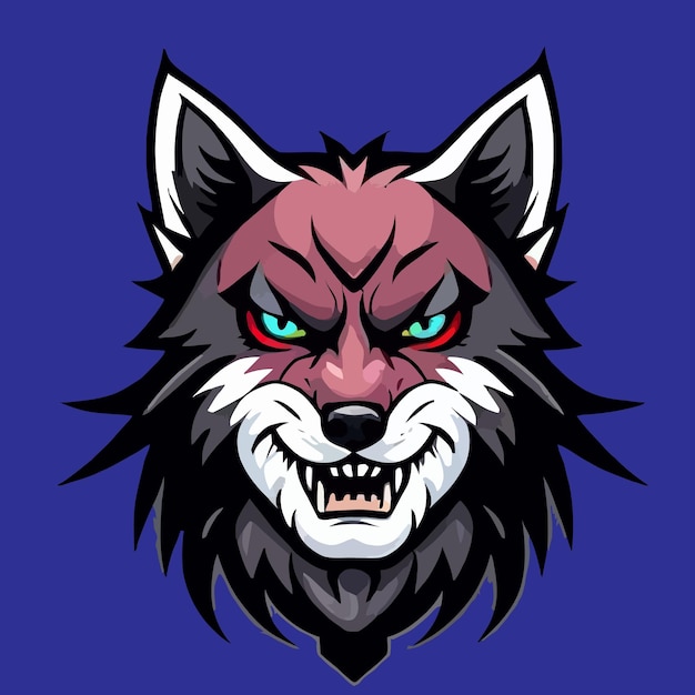 Vector diseño de logotipo de mascota de cabeza de lobo esport gaming
