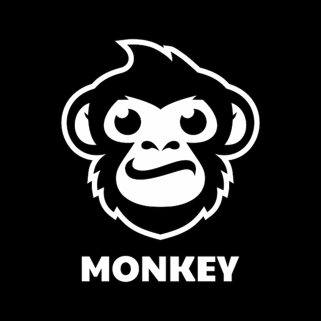 Diseño de logotipo de mascota de cabeza de mono Icono de chimpancé