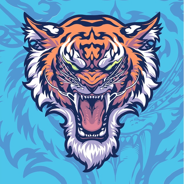 Diseño del logotipo de la mascota de cabeza de tigre