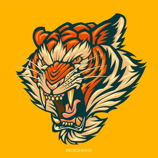 Diseño de logotipo de mascota de cabeza de tigre