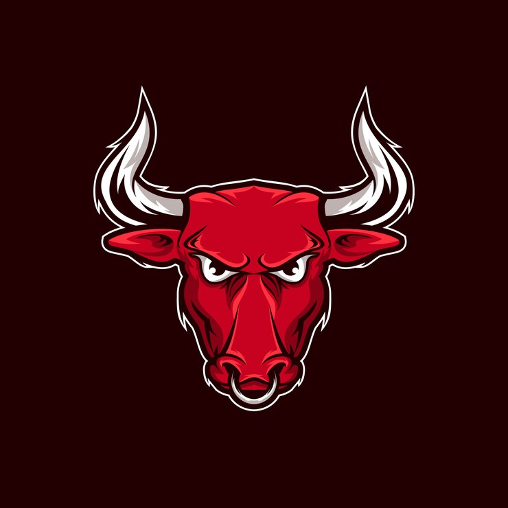 Diseño de logotipo de mascota de cabeza de toro enojado. Logotipo fuerte