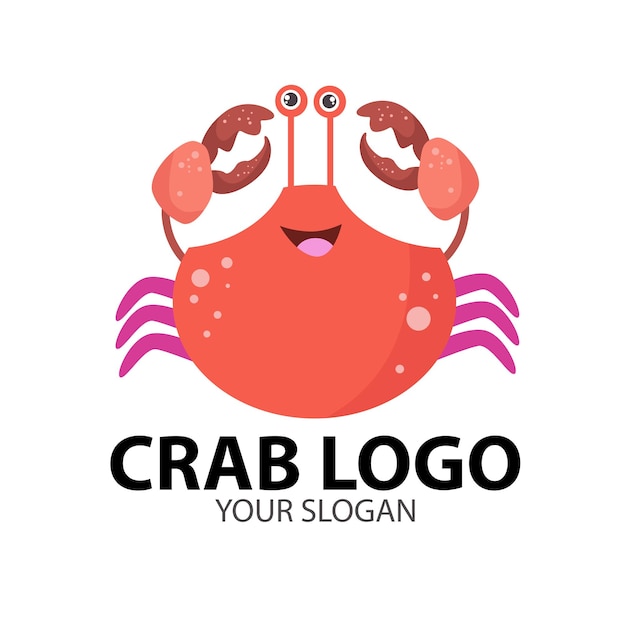 Diseño de logotipo de mascota de cangrejo rojo, logotipo de mariscos