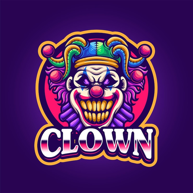 Diseño de logotipo de mascota de cara de payaso aterrador