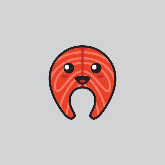 Diseño de logotipo de mascota de carne de salmón