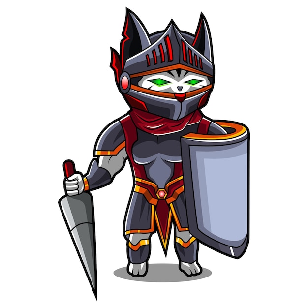 Diseño de logotipo de mascota cat knight
