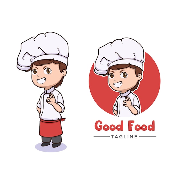 Diseño de logotipo de mascota de chef lindo