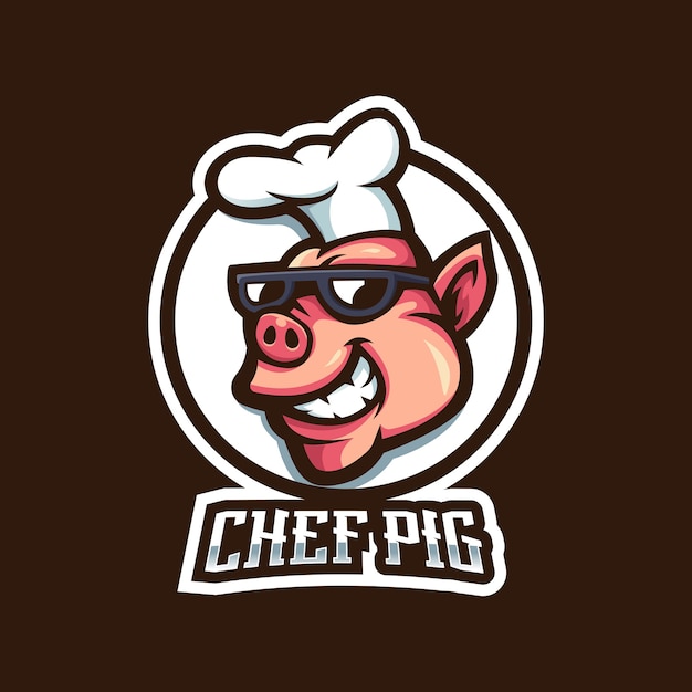 Diseño de logotipo de mascota chef pig