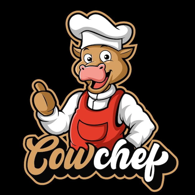 Diseño del logotipo de la mascota del chef vaca