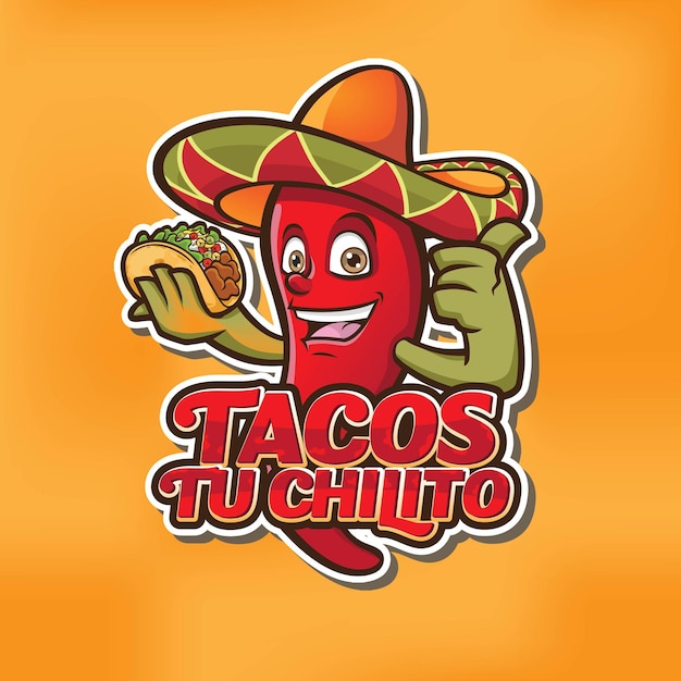 El diseño del logotipo de la mascota de Chili Taco