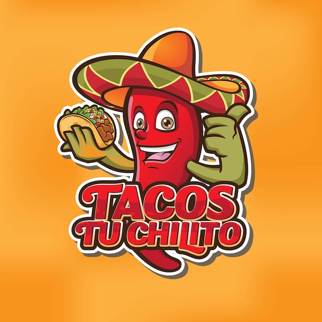 El diseño del logotipo de la mascota de chili taco