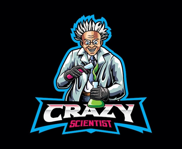 Diseño de logotipo de mascota de científico loco