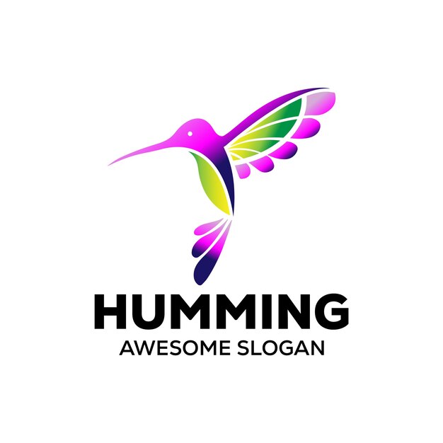 diseño del logotipo de la mascota del colibrí ilustración del icono vectorial.