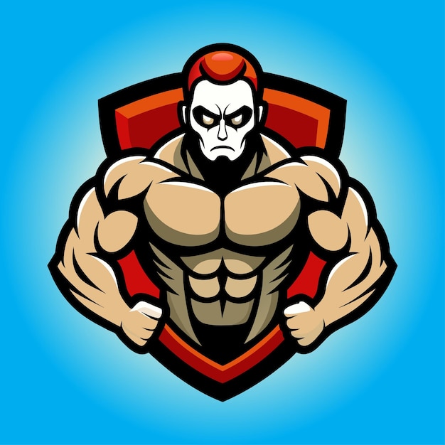 Diseño del logotipo de la mascota del culturista Vector del hombre musculoso