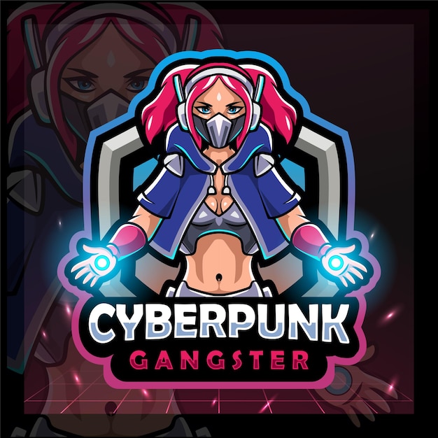Diseño de logotipo de mascota y deporte Cyberpunk.