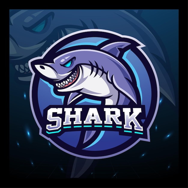 Diseño del logotipo de la mascota deportiva del gran tiburón blanco