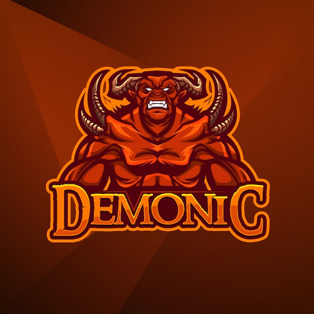 Vector diseño de logotipo de mascota deportiva plantilla de vector esport demonio demonio monstruo infierno