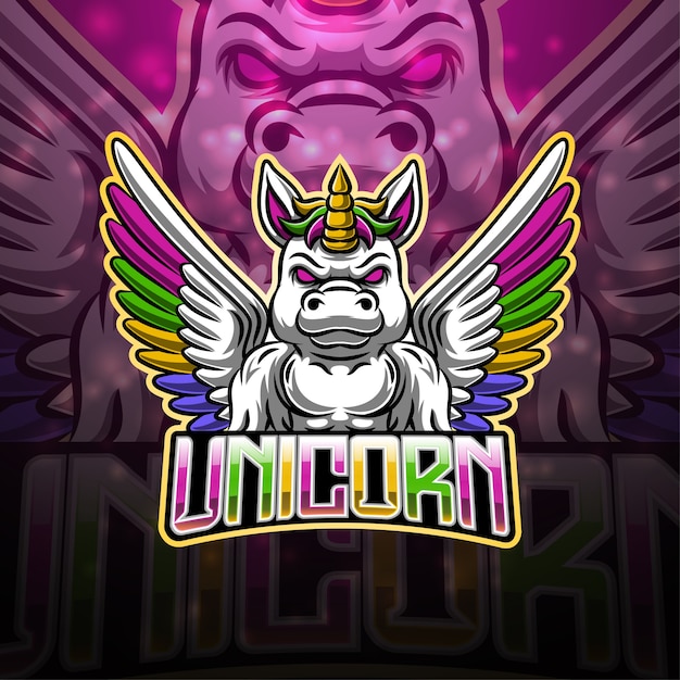 Diseño de logotipo de mascota deportiva unicornio