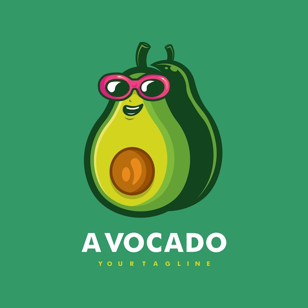 Diseño de logotipo de mascota de dibujos animados de aguacate