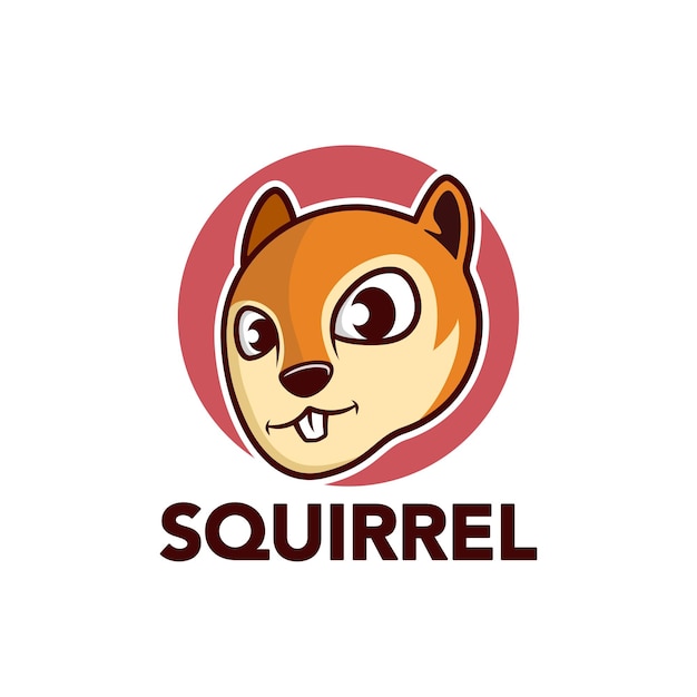 Diseño del logotipo de la mascota de dibujos animados de ardilla linda