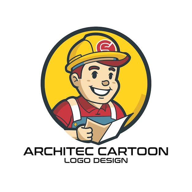 Diseño del logotipo de la mascota de dibujos animados de Arquitecto