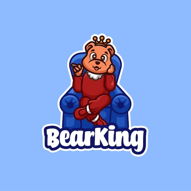 Diseño del logotipo de la mascota de dibujos animados Bear King